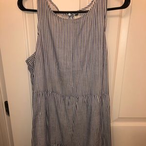 Blue and white striped dress